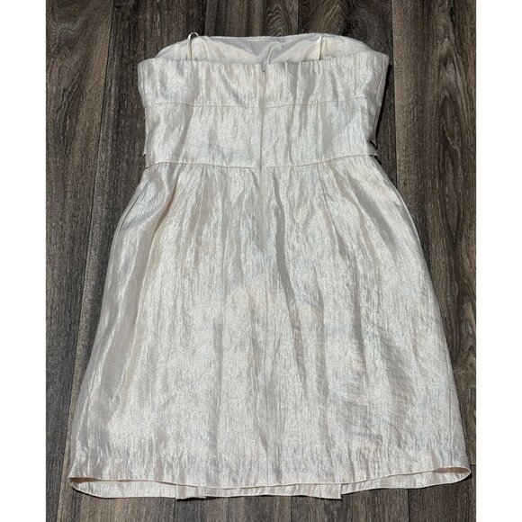 MAX AND CLEO CHAMPAGNE BEIGE PARTY STRAPLESS DRESS WOMENS SIZE 12 POCKETS LINED - Picture 8 of 10